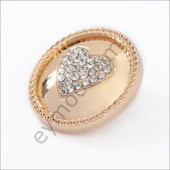 34 Taşlı Kalp Yuvarlak Düğme