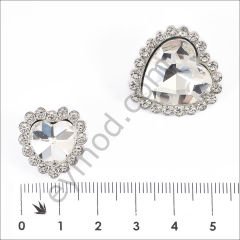 Taşlı Kalp Düğme DÜĞME BOYU 28L (~18 mm)