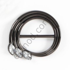 3 Cam Taşlı Halka Toka BLACK NİKEL