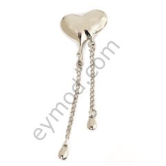 Sallantılı Kalp Broş NİKEL