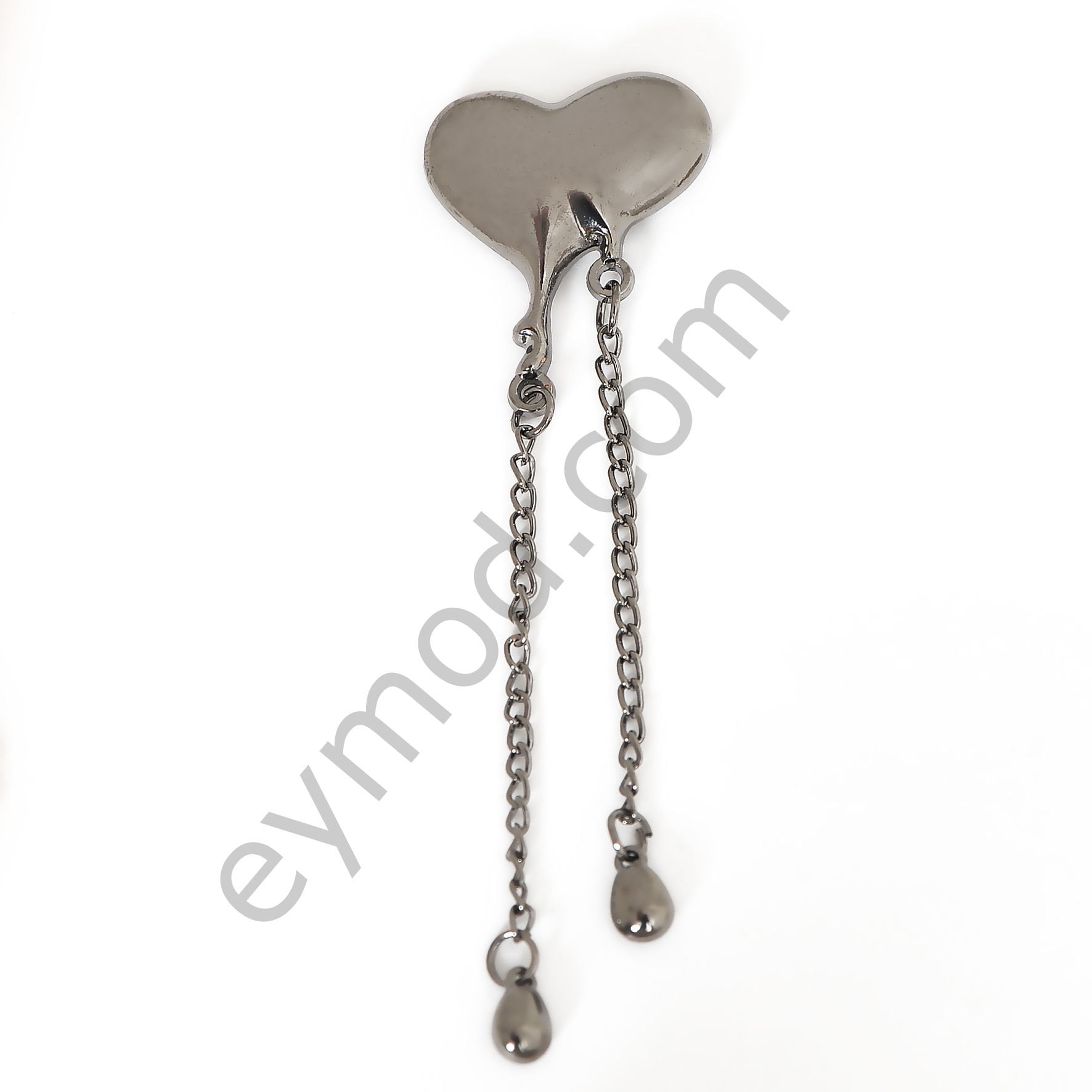 Sallantılı Kalp Broş BLACK NİKEL