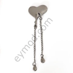 Sallantılı Kalp Broş BLACK NİKEL