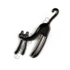 Mineli Kedi Broş BLACK NİKEL