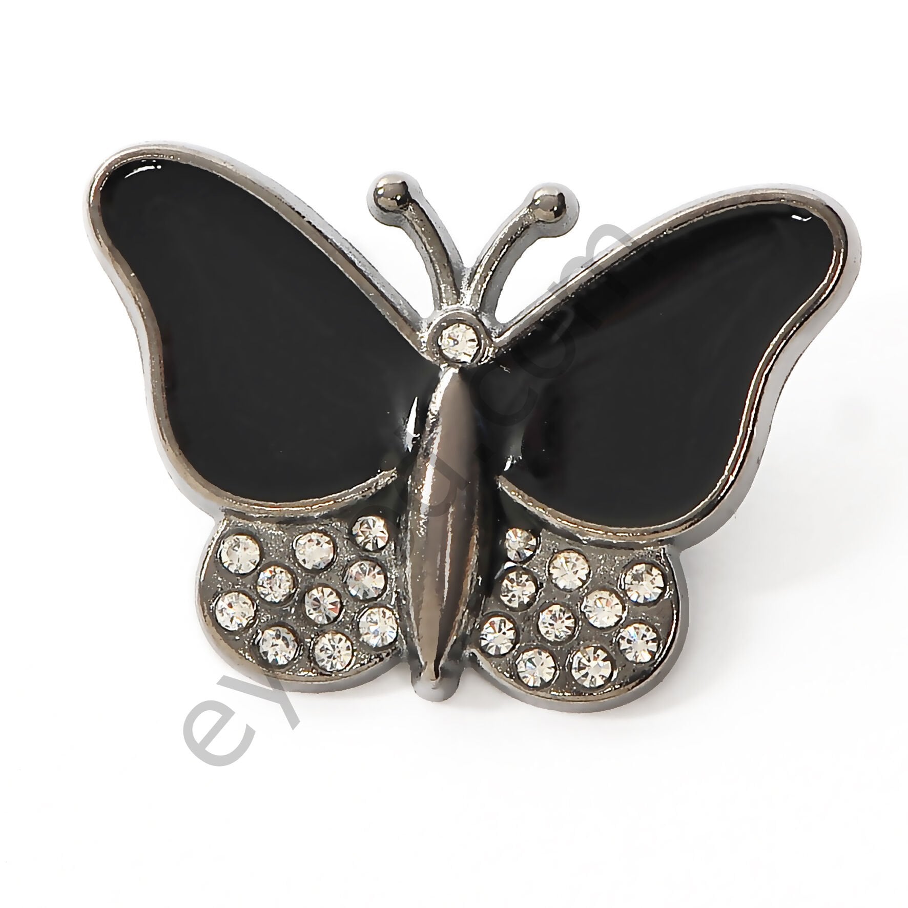 21 Taşlı Mineli Kelebek Broş BLACK NİKEL