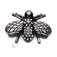 Arı Desenli Taşlı Broş BLACK NİKEL