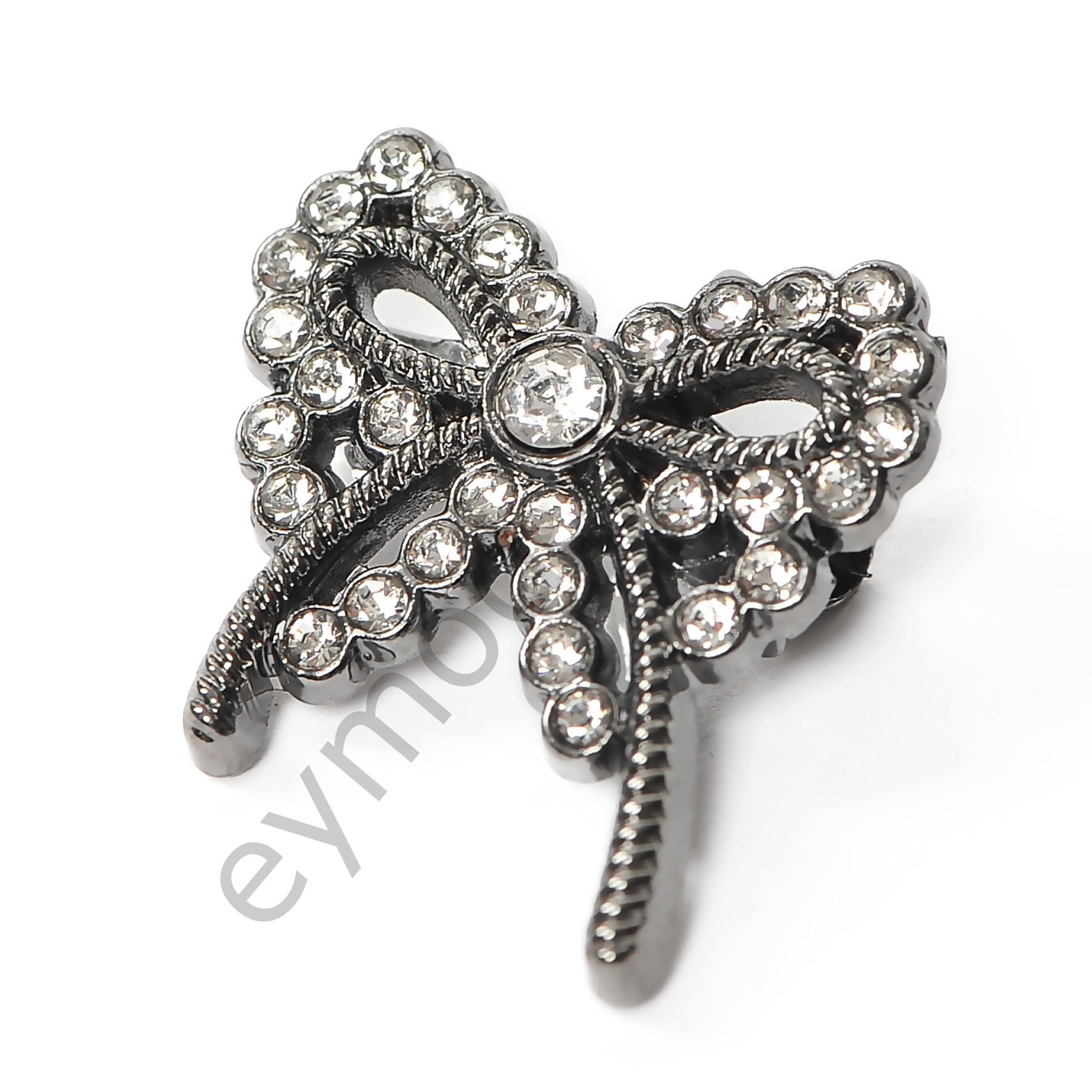 39 Taşlı Kurdela Broş BLACK NİKEL