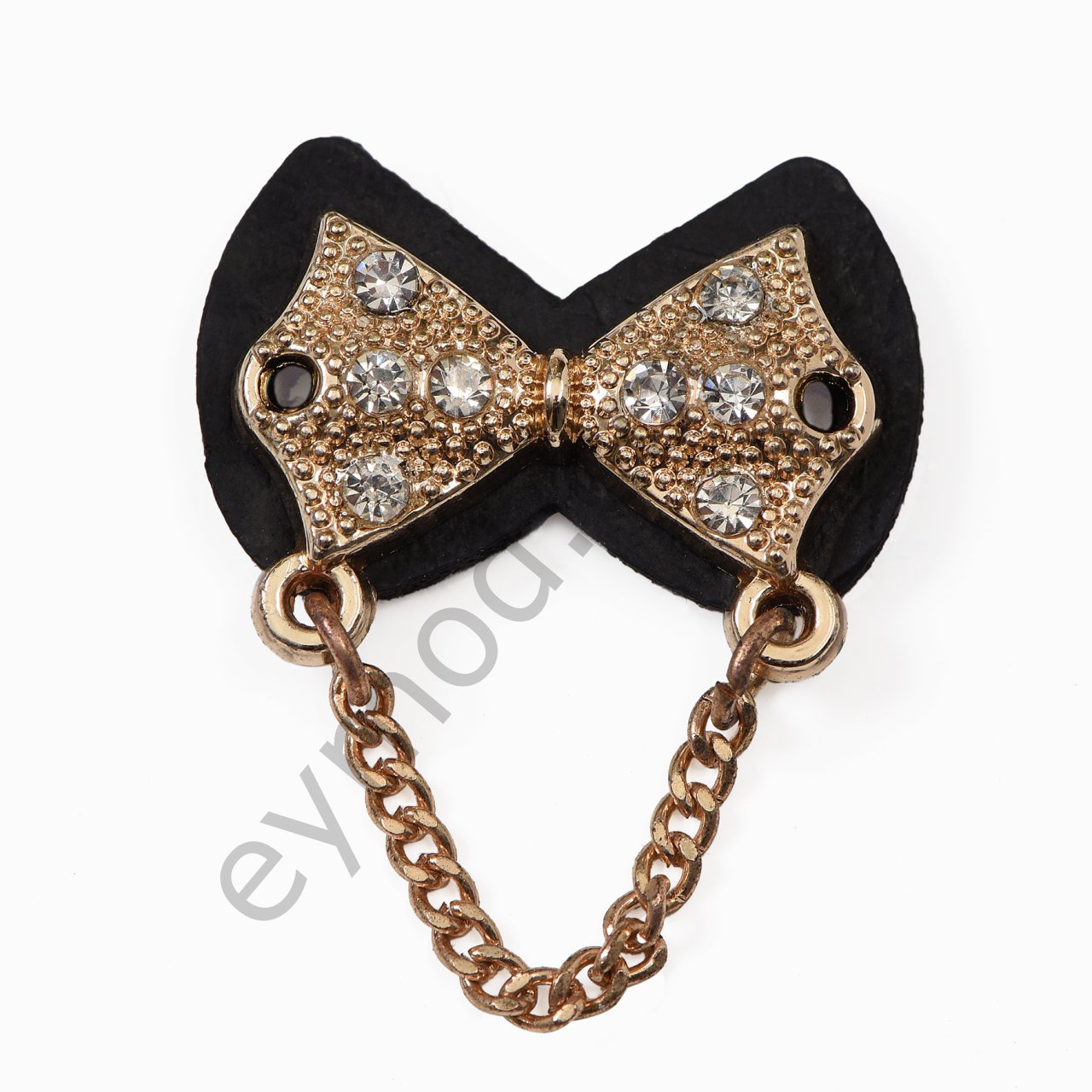 Zincir Detaylı Papyon Şekilli Dikme Aksesuar GOLD+BLACK