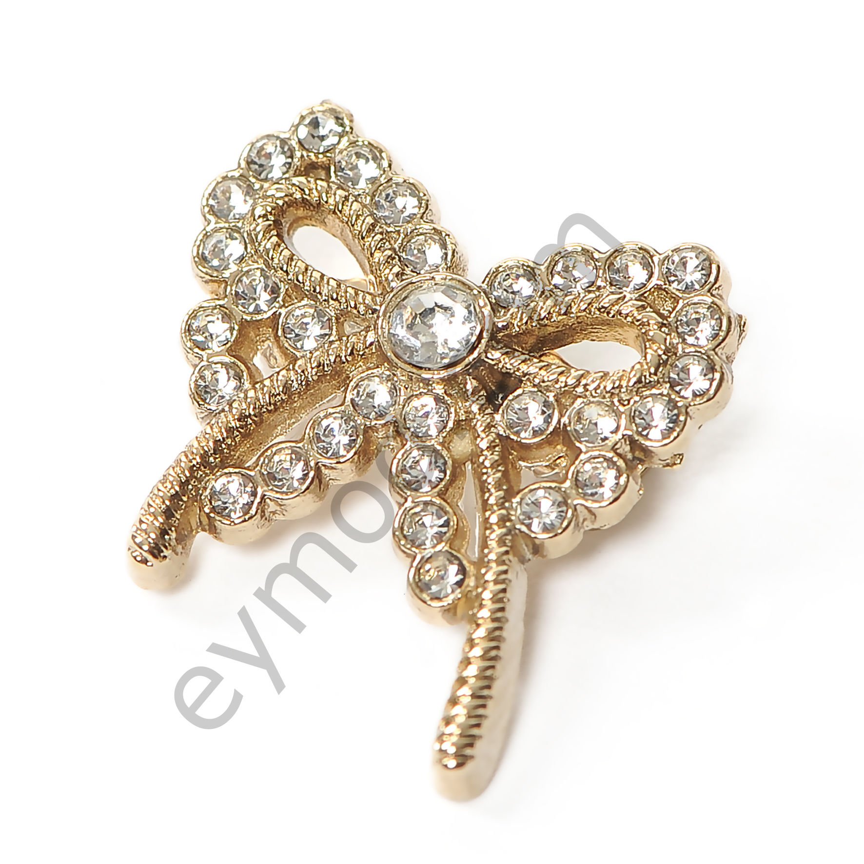 39 Taşlı Kurdela Broş GOLD