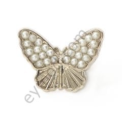 26 İncili Kelebek Broş NİKEL