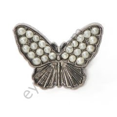 26 İncili Kelebek Broş BLACK NİKEL
