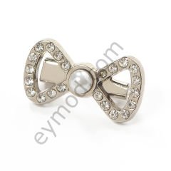 22 Taşlı İncili Fiyonk Broş NİKEL