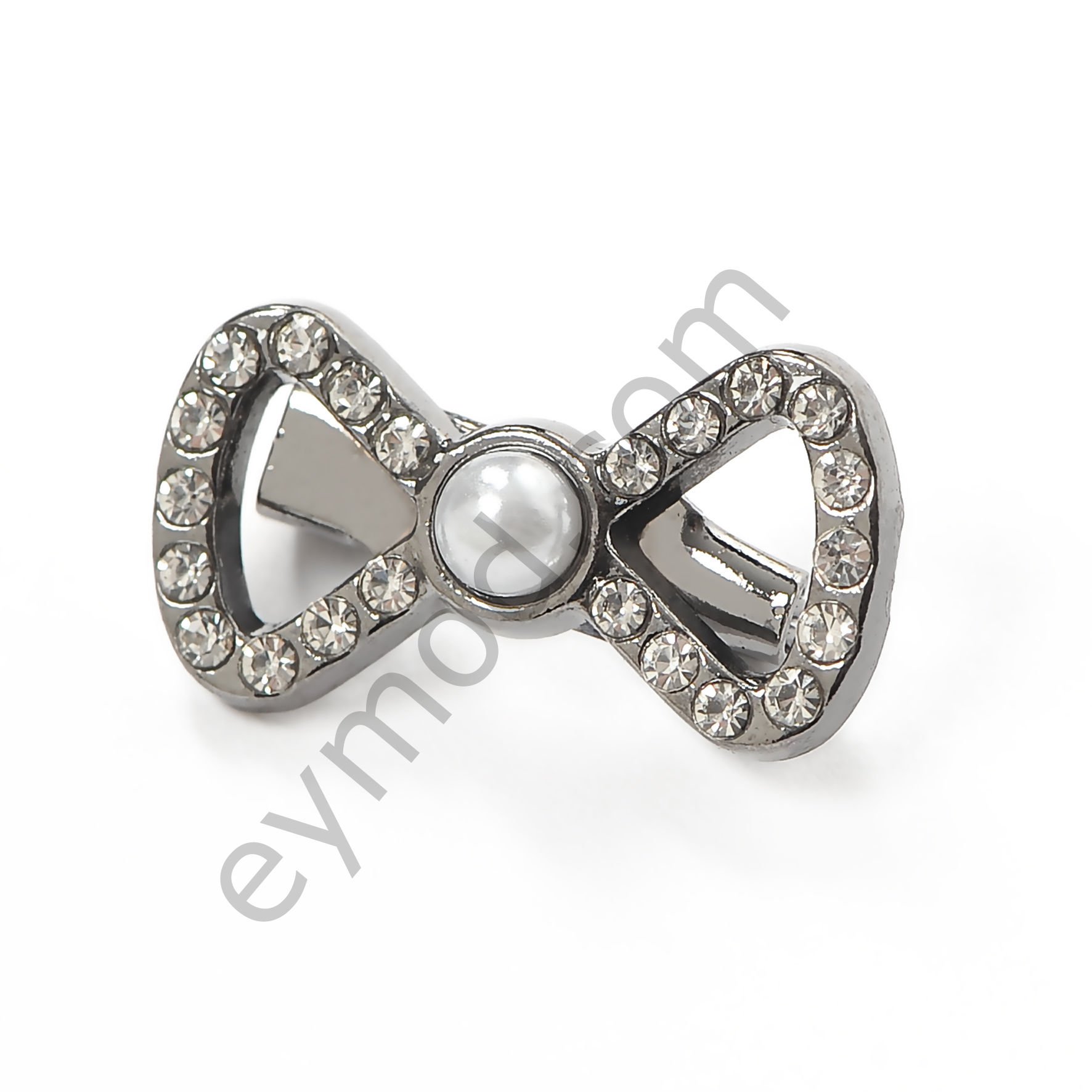 22 Taşlı İncili Fiyonk Broş BLACK NİKEL