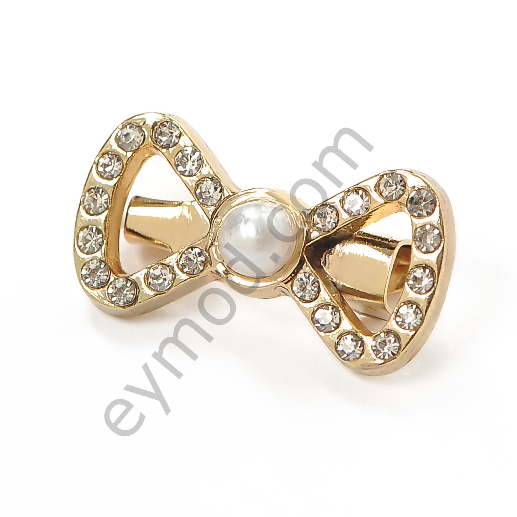 22 Taşlı İncili Fiyonk Broş GOLD