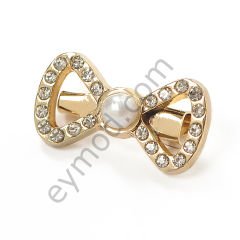 22 Taşlı İncili Fiyonk Broş GOLD