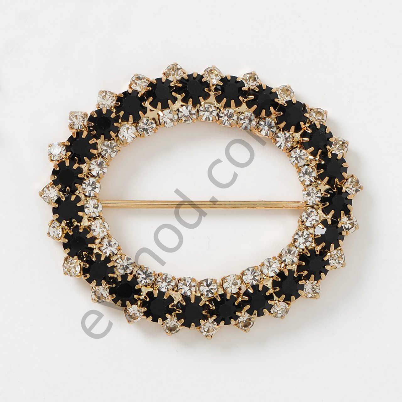 75 Taşlı Oval Toka GOLD+BLACK