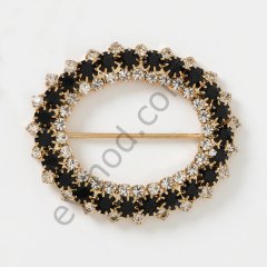 75 Taşlı Oval Toka GOLD+BLACK