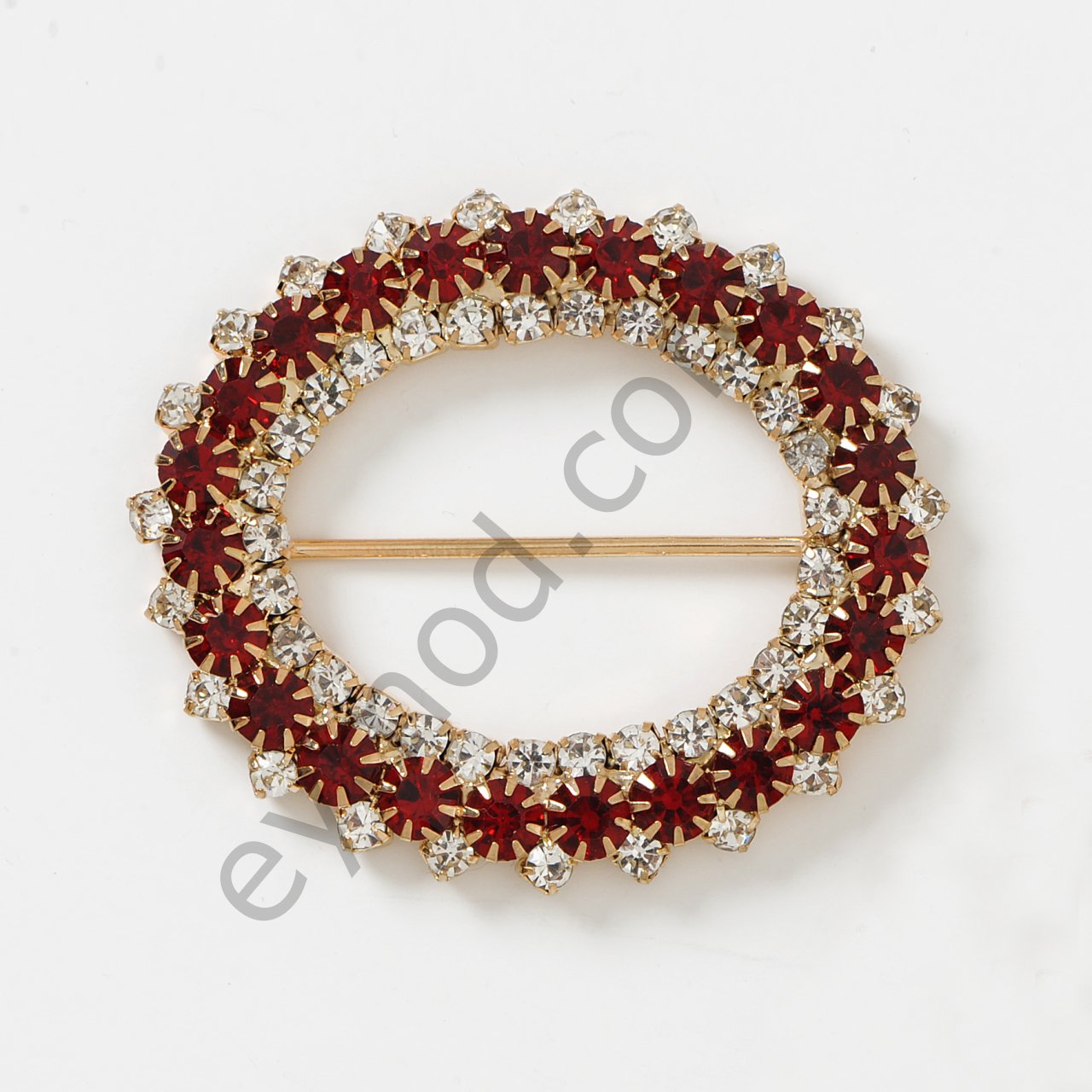 75 Taşlı Oval Toka GOLD+RED