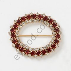 75 Taşlı Oval Toka GOLD+RED