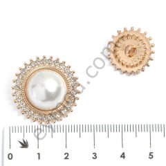 Taşlı Ve İncili Yuvarlak Düğme DÜĞME BOYU 40L (~25mm)