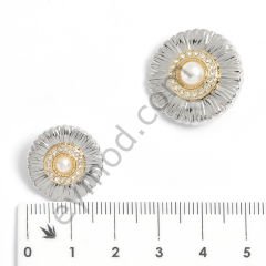 Tek İncili Taşlı Yuvarlak Düğme DÜĞME BOYU 28L (~18 mm)