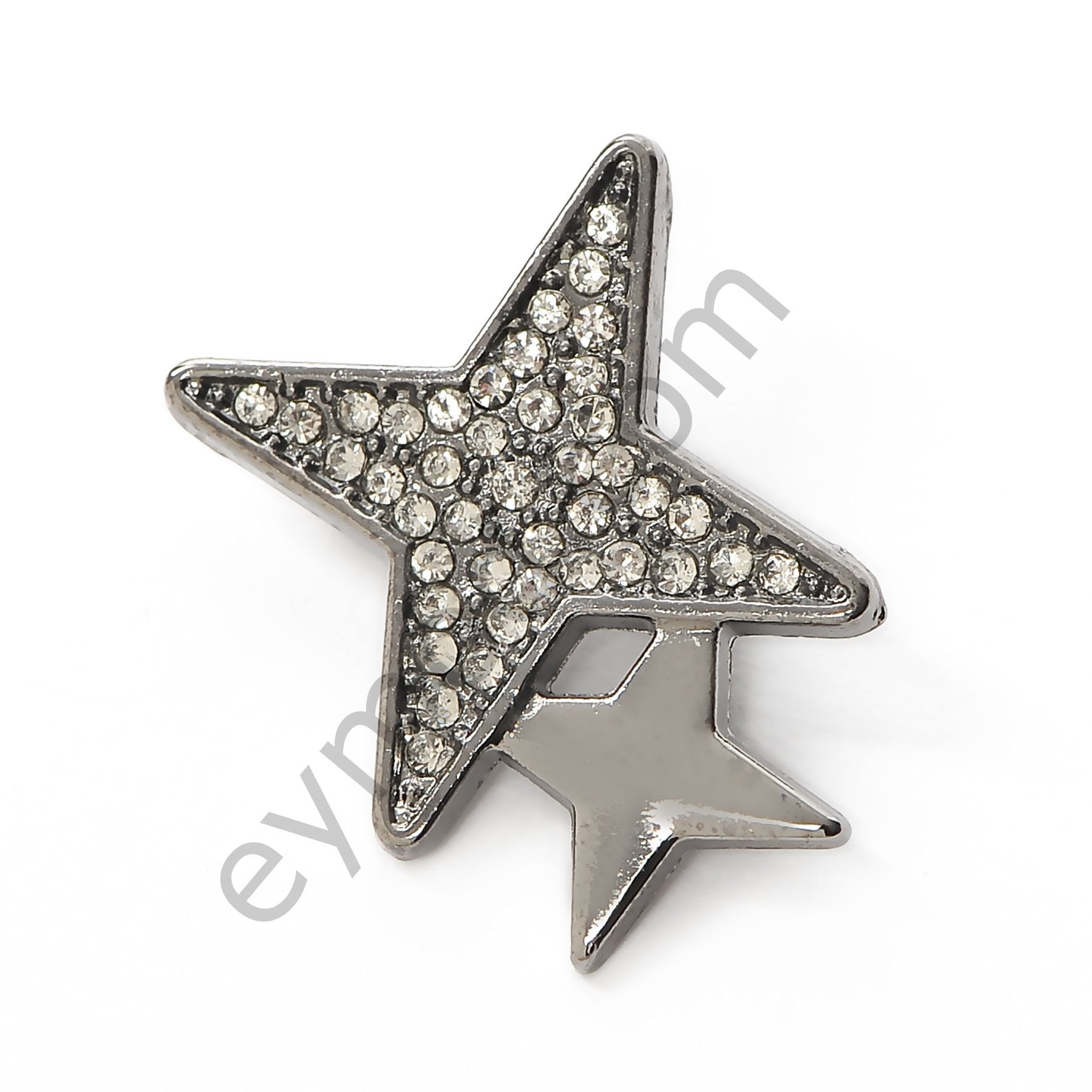 2 Yıldızlı 42 Taş Broş BLACK NİKEL
