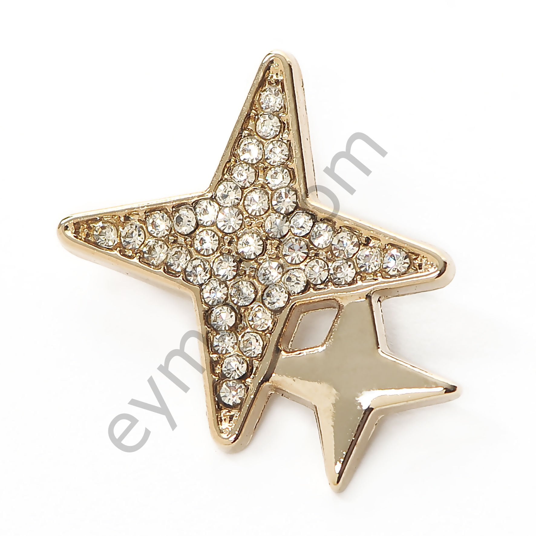 2 Yıldızlı 42 Taş Broş GOLD