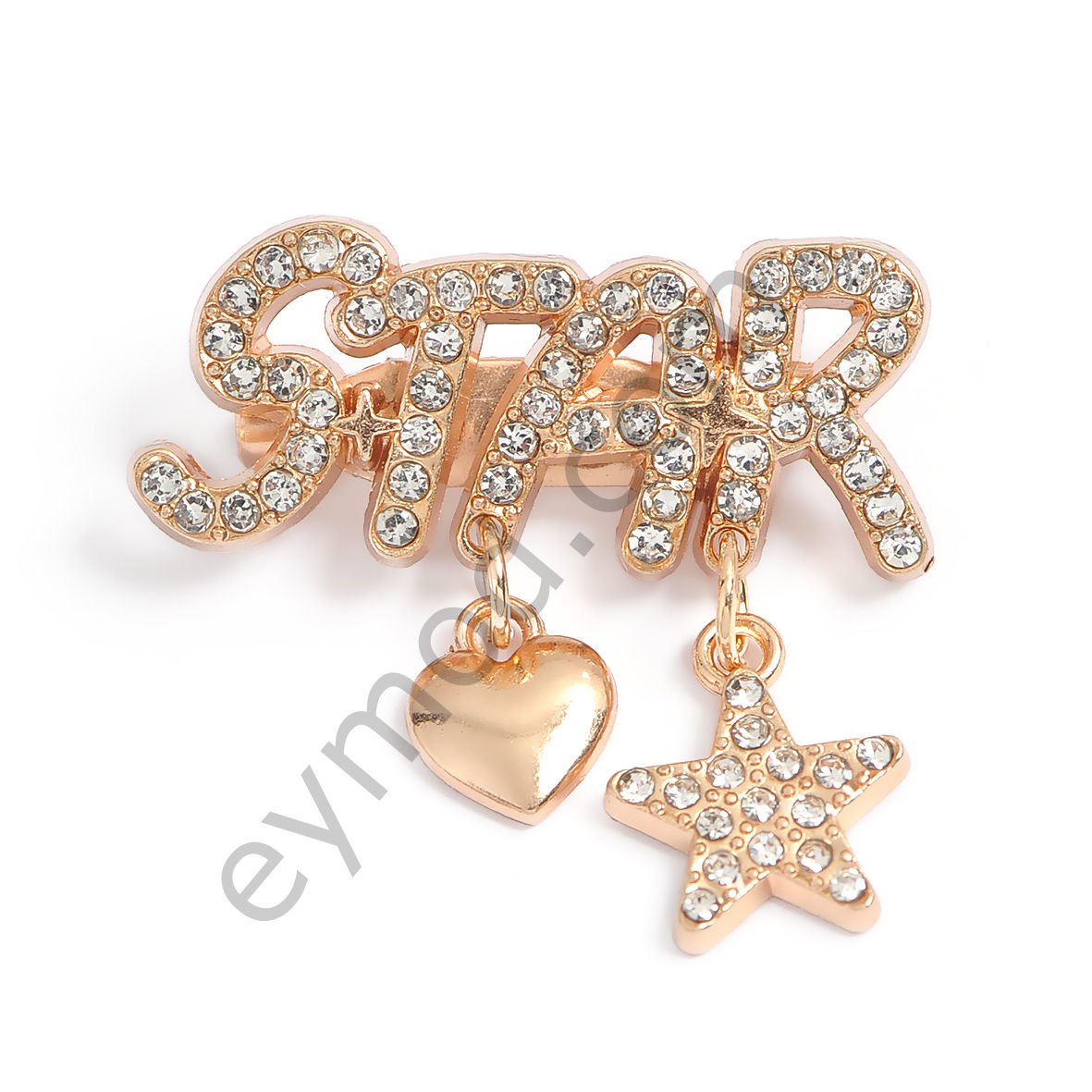 53 Taşlı Sallantılı Star Broş Aksesuar GOLD