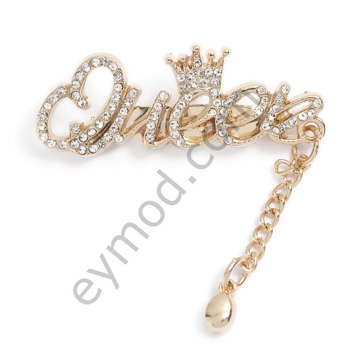 79 Taşlı Sallantılı Queen Broş Aksesuar GOLD