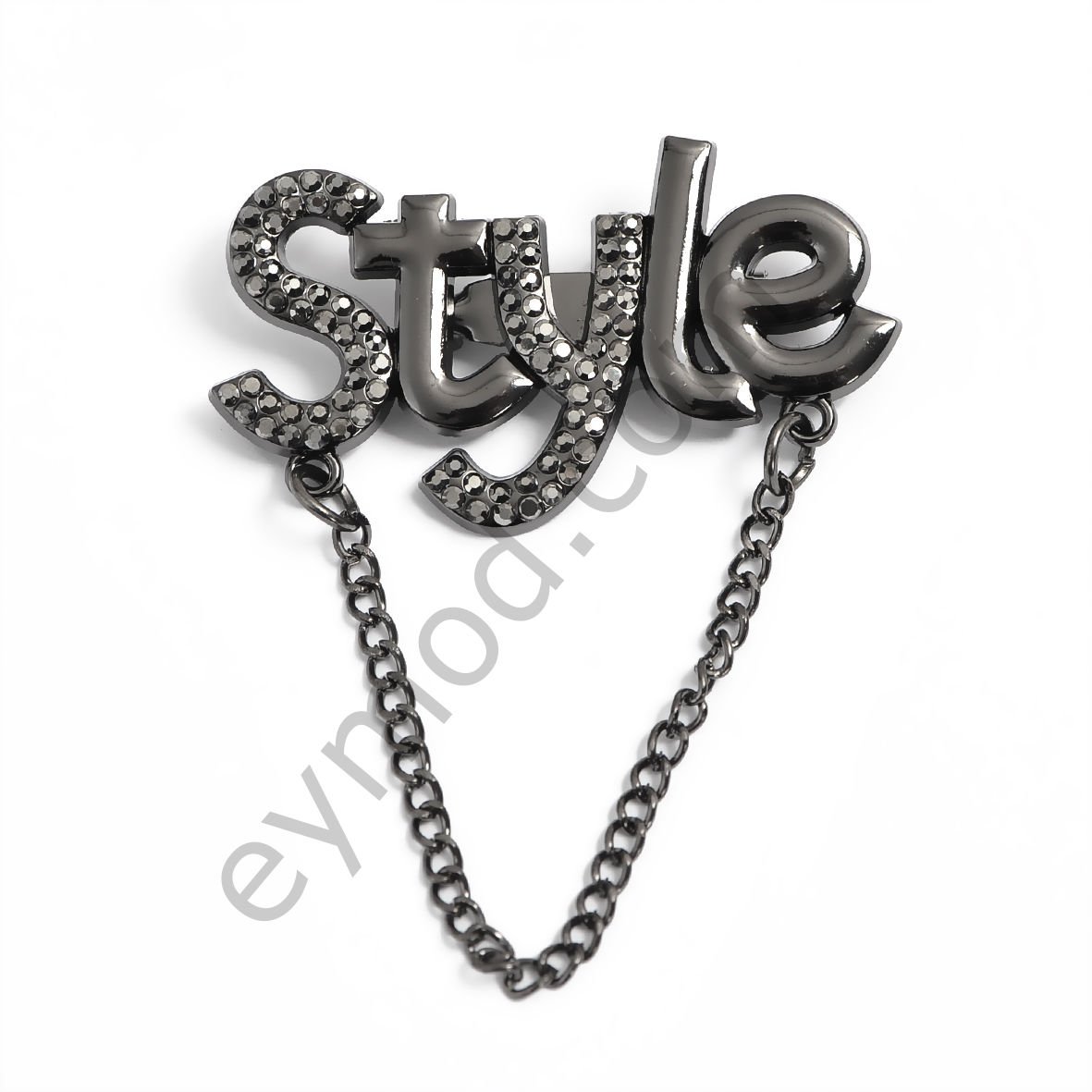 86 Taşlı Style Broş Aksesuar BLACK NİKEL