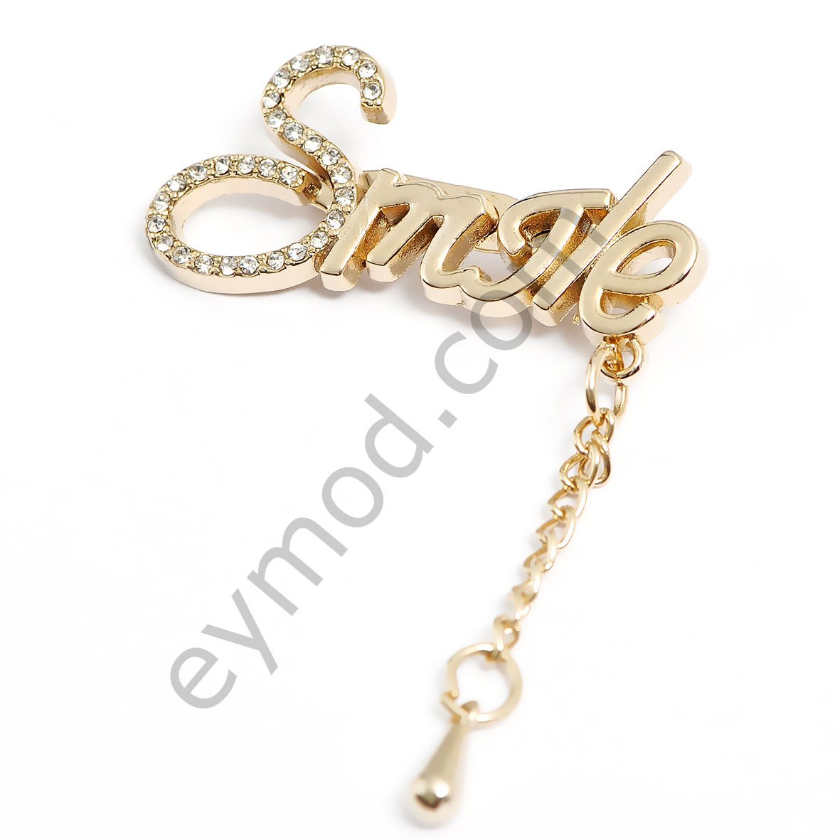 30 Taşlı Smile Broş Aksesuar GOLD