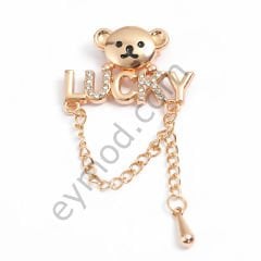 19 Taşlı Lucky Ayı Broş Aksesuar NİKEL