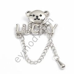 19 Taşlı Lucky Ayı Broş Aksesuar NİKEL