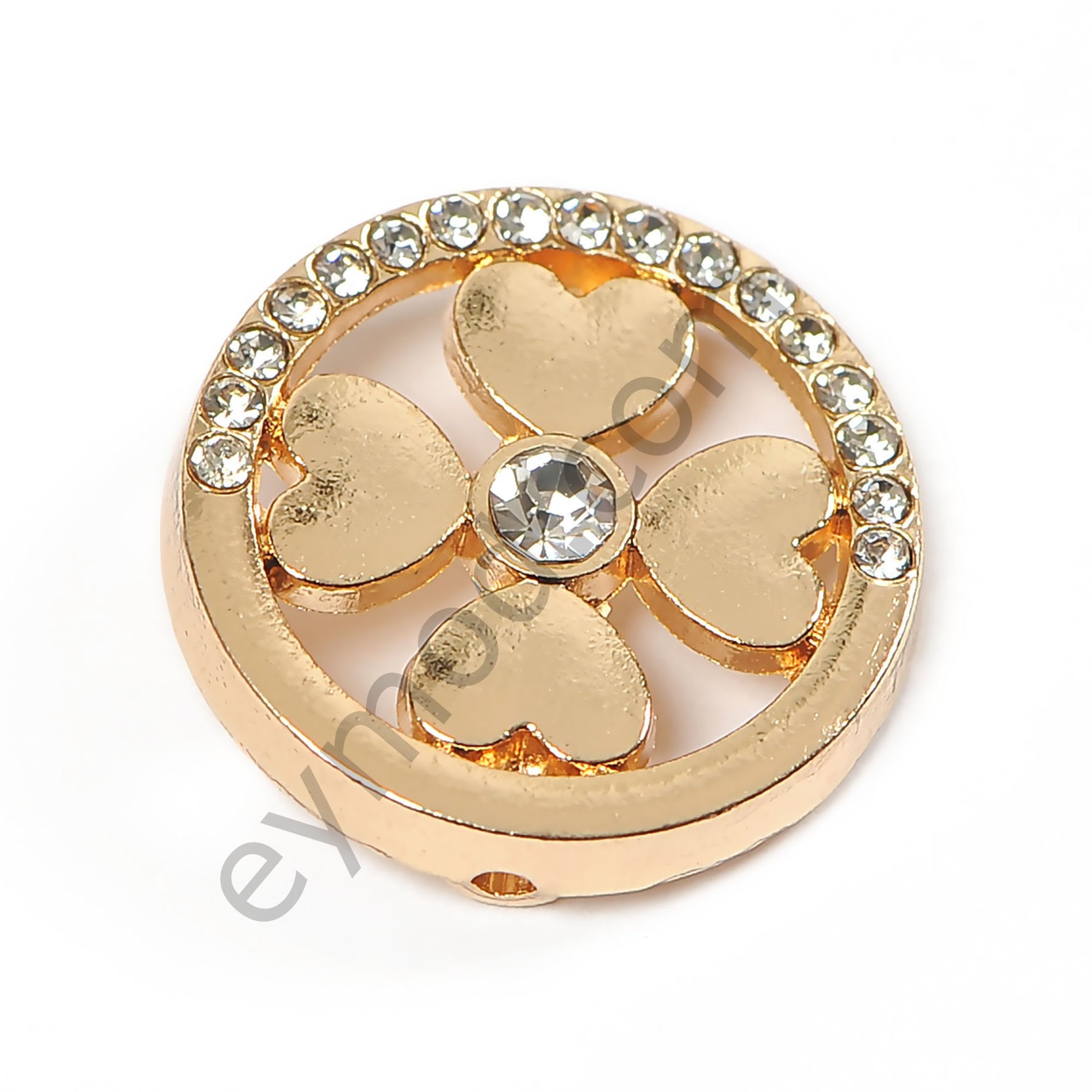 18 Taşlı Kalpli Yuvarlak Dikme GOLD