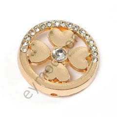 18 Taşlı Kalpli Yuvarlak Dikme GOLD