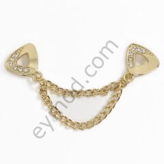 12 Taşlı Zincir Sallantılı Dikme GOLD