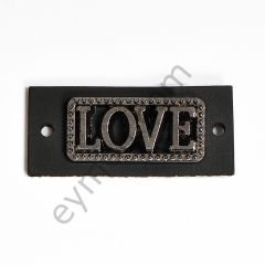 Love Yazılı Dikdörtgen Dikme BLACK NİKEL
