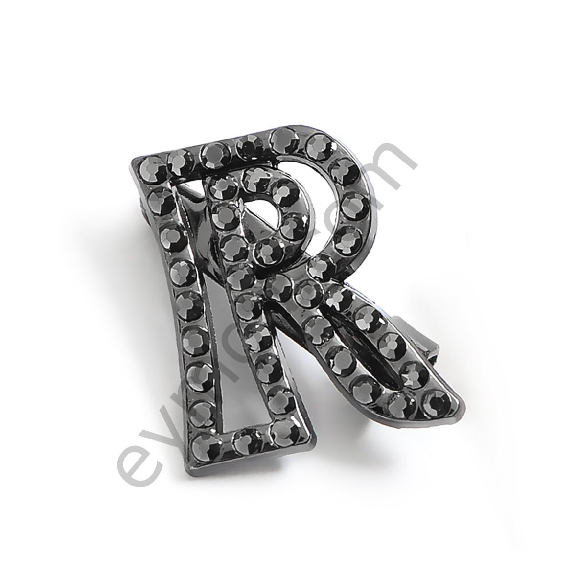 43 Taşlı R Broş Aksesuar BLACK NİKEL