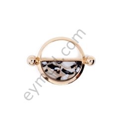 Desenli Yuvarlak Broş GOLD