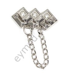 3 Taşlı Zincir Sallantılı Dikme Aksesuar NİKEL