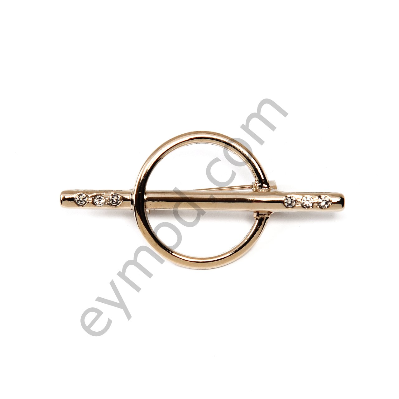 6 Taşlı Ortası Yuvarlak Broş 30 mm - GOLD