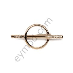 6 Taşlı Ortası Yuvarlak Broş 50 mm - GOLD