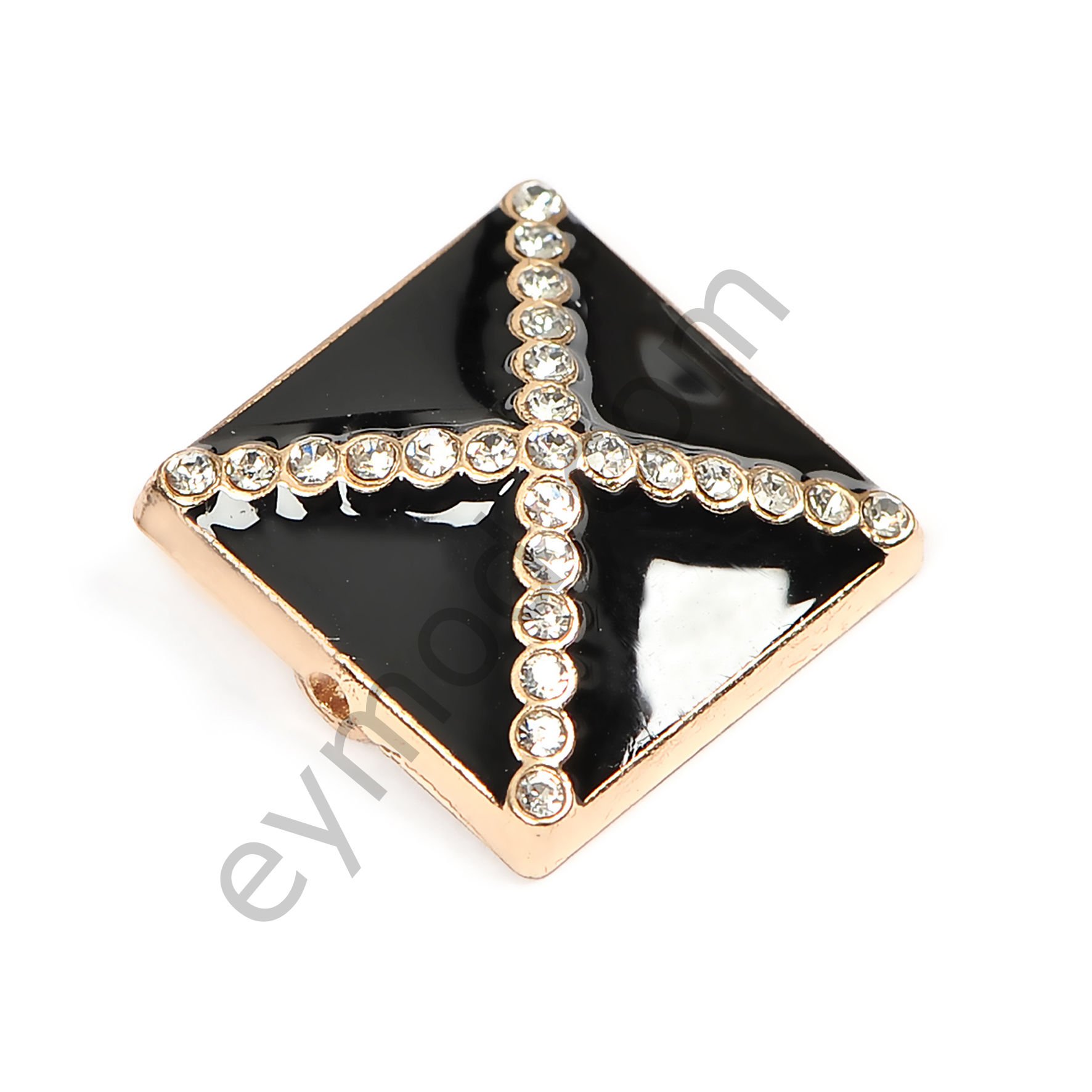 25 Taşlı Mineli Kare Dikme Aksesuar GOLD+BLACK