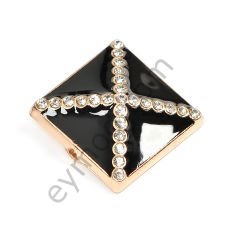 25 Taşlı Mineli Kare Dikme Aksesuar GOLD+BLACK