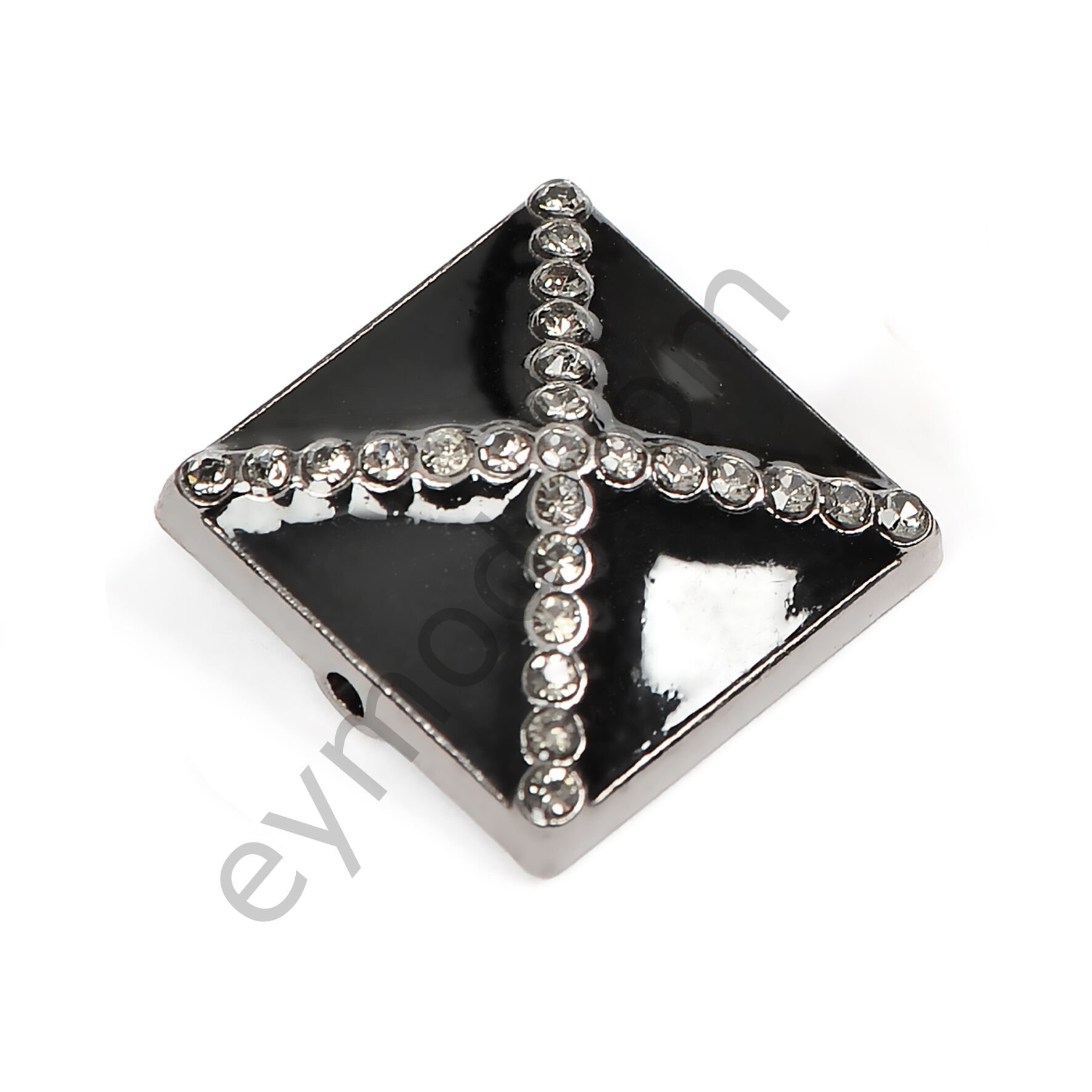 25 Taşlı Mineli Kare Dikme Aksesuar BLACK NİKEL + BLACK