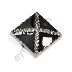 25 Taşlı Mineli Kare Dikme Aksesuar BLACK NİKEL + BLACK