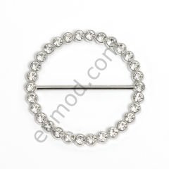 30 Taşlı Yuvarlak Kemer Tokası 47 mm NİKEL
