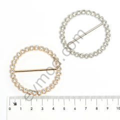 30 Taşlı Yuvarlak Kemer Tokası 47 mm NİKEL