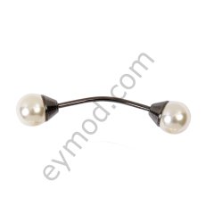 İki İncili Kıvrımlı Halter BLACK NİKEL