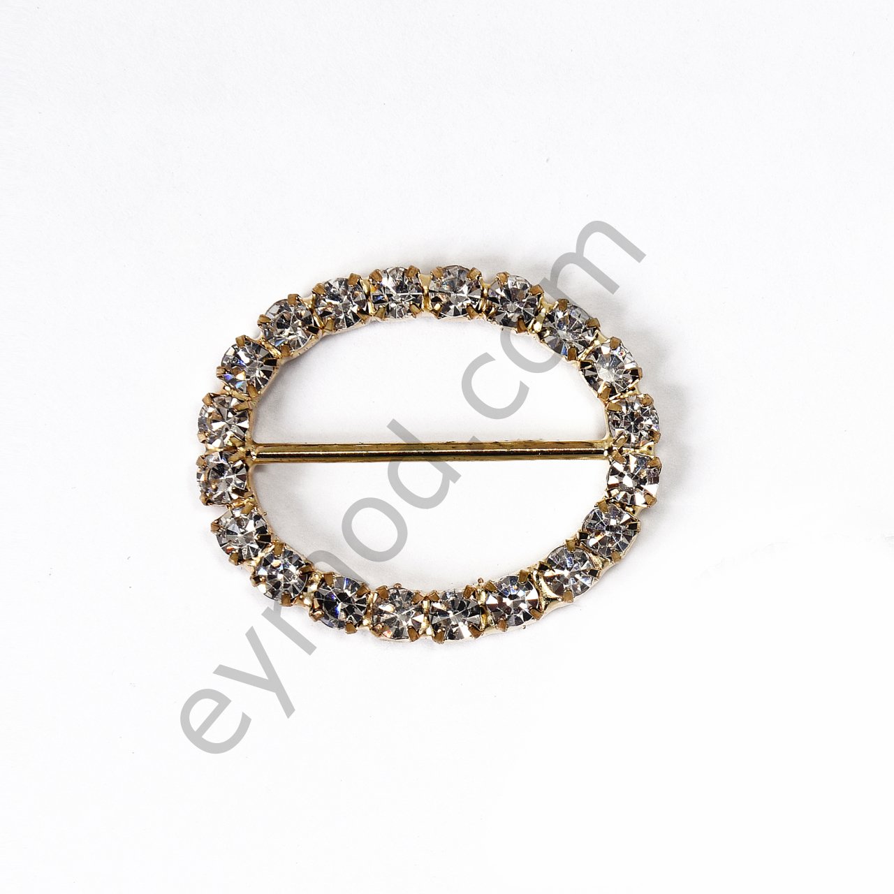 Elips Şerit Taşlı Kaynaklı Toka 25 mm - GOLD