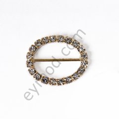 Elips Şerit Taşlı Kaynaklı Toka 25 mm - GOLD